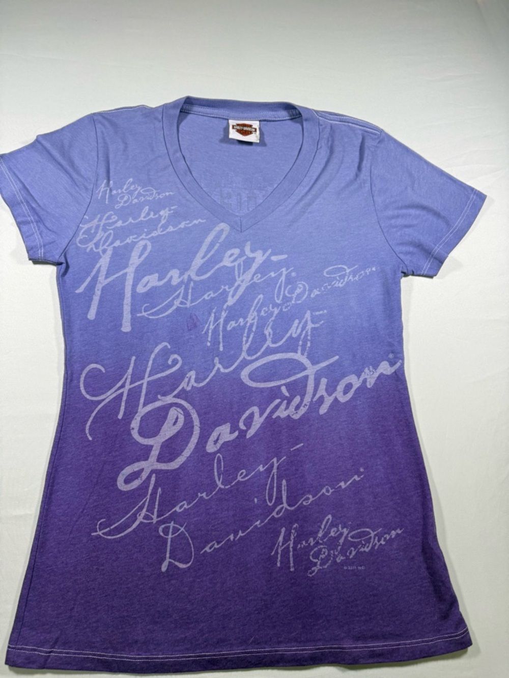 Harley-Davidson Caliente San Antonio Texas Purple Ombré V-Neck Graphic Tee M/L